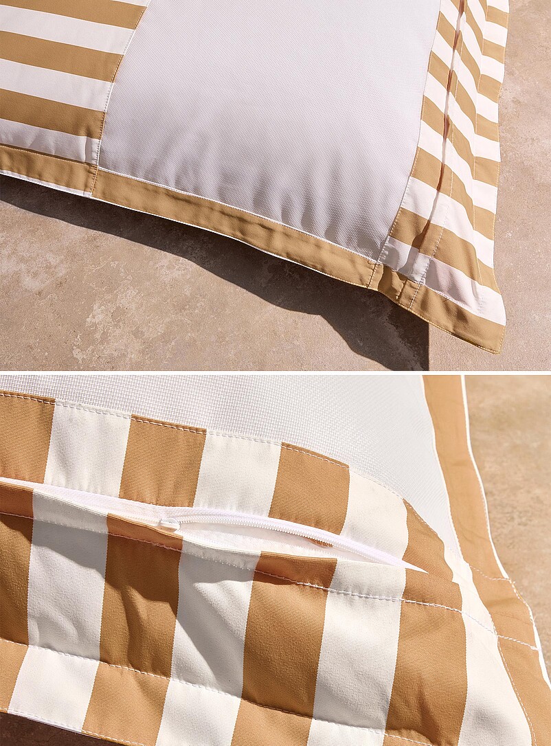Norka Living Ivory/Cream Beige Parasol-stripe floating beanbag chair