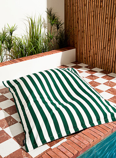 Norka Living Ivory/Cream Beige Parasol-stripe floating beanbag chair