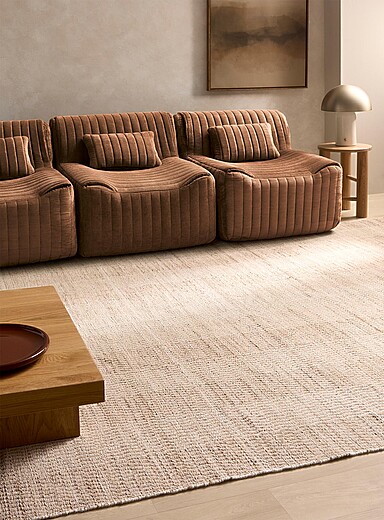 Norka Living: Les fauteuils modulables mousse haute densit&eacute; texture boucl&eacute;e Ensemble de 3 Brun noisette