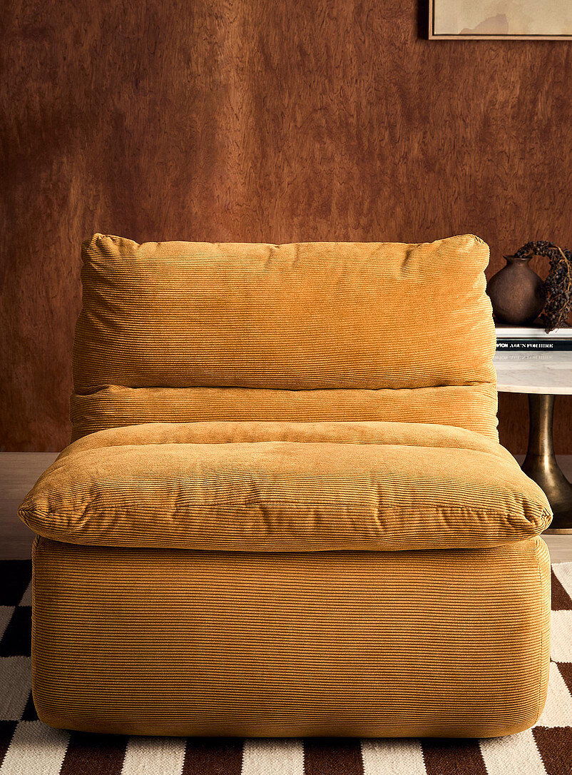 Norka Living: Les fauteuils modulables mousse haute densit&eacute; velours c&ocirc;tel&eacute; Ensemble de 3 Bleu