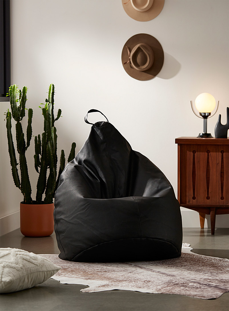Norka Living Black Faux-leather beanbag chair