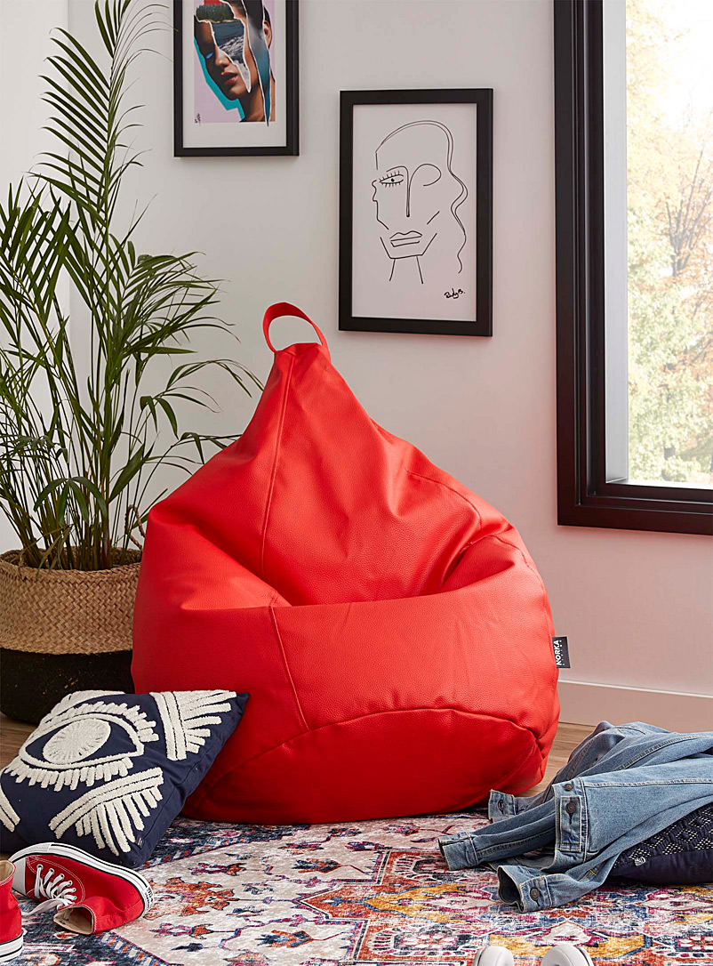 Norka Living Red Faux-leather beanbag chair