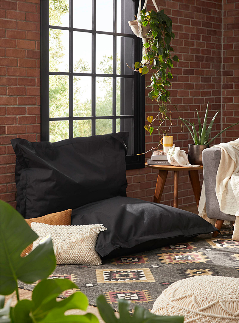 Norka Living Black Oversized saturated colour beanbag chair