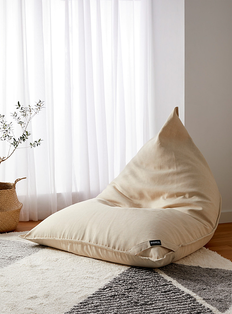 Norka Living Ivory/Cream Beige Comfortable lounge beanbag chair