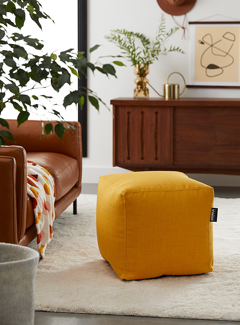 Norka Living Golden Yellow Heathered colour pouf
