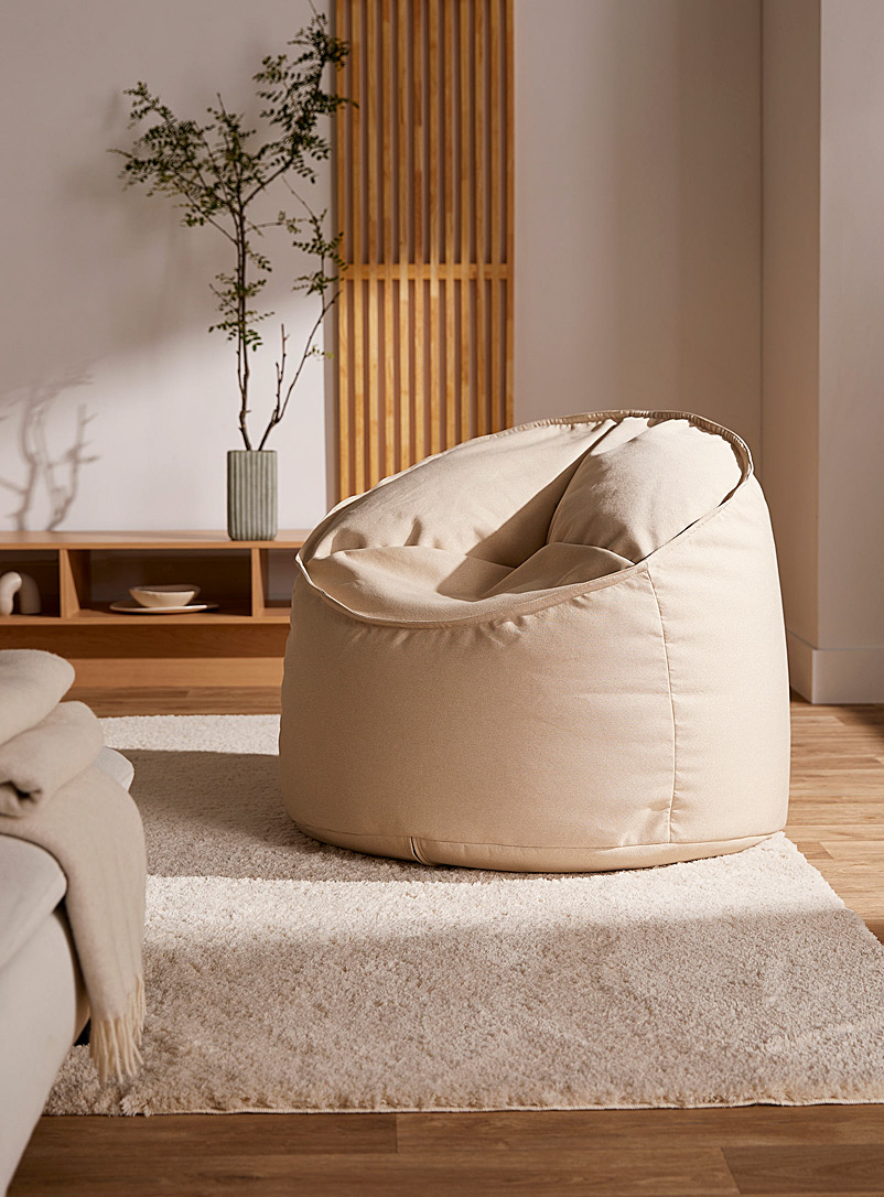 Norka Living Ivory/Cream Beige Structured cylinder beanbag chair