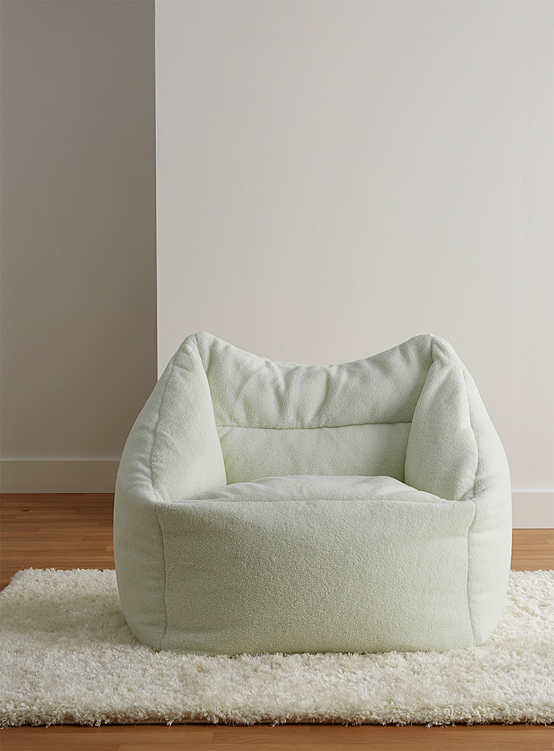 Norka Living Cream Beige Sherpa structured beanbag chair