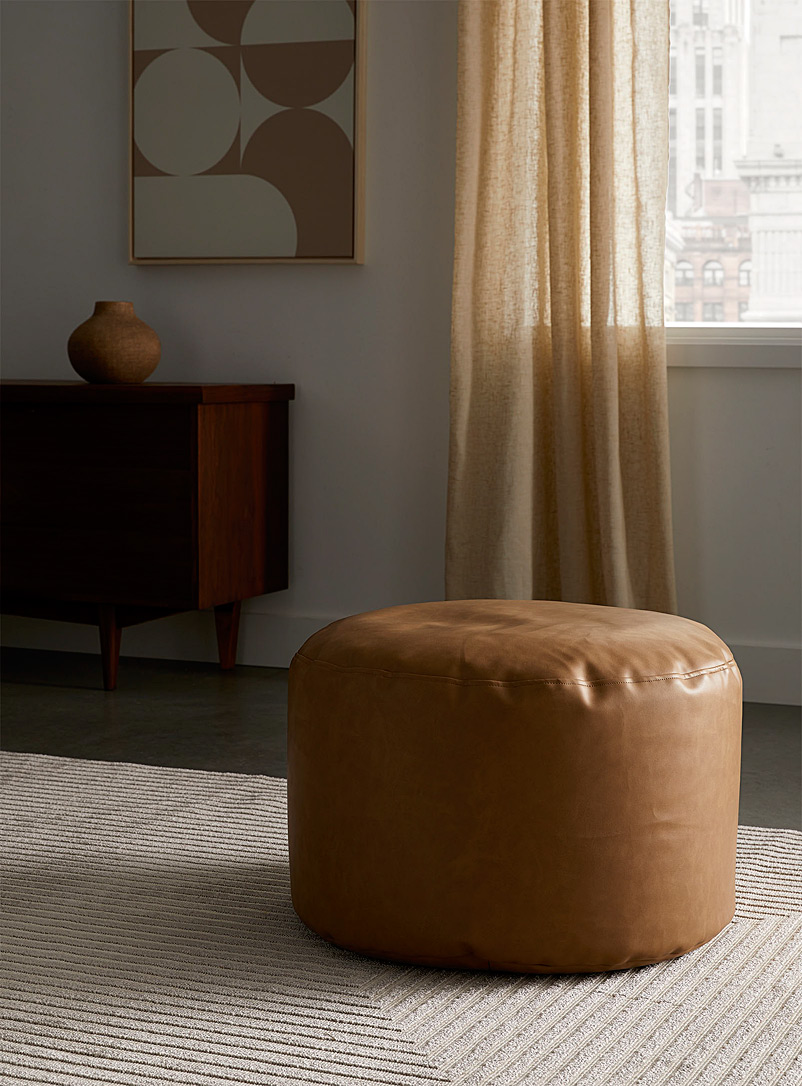 Norka Living Light Brown Faux-leather pouf