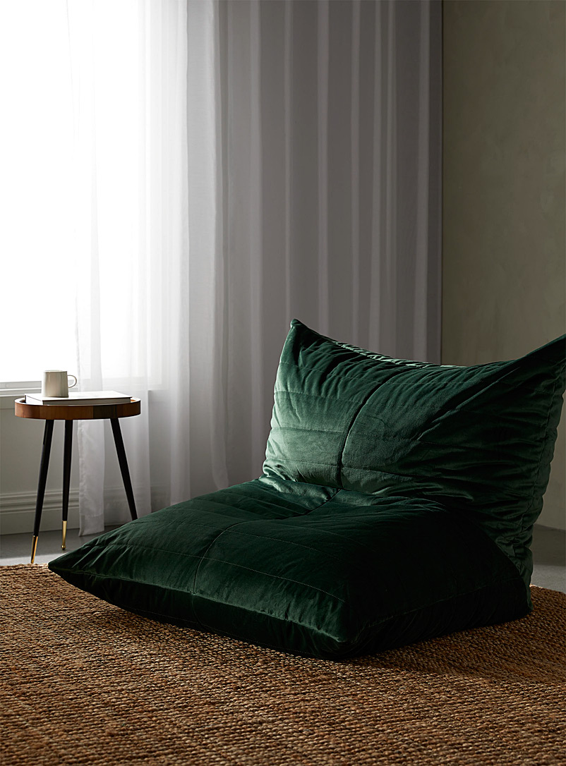Norka Living: Le fauteuil poire couleur velours Vert