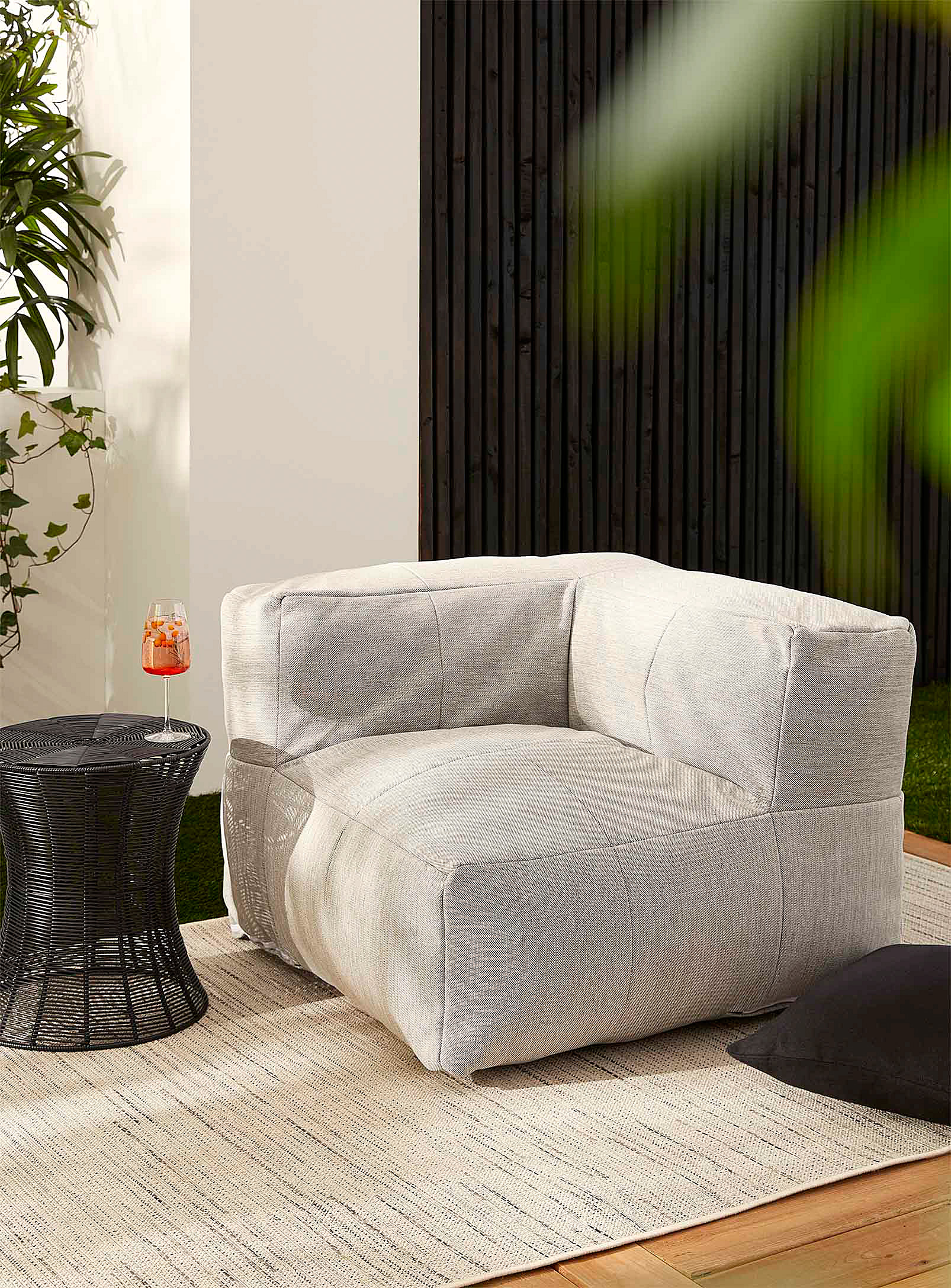 Norka Living Indoor And Outdoor Modular Corner Chair In Light Grey