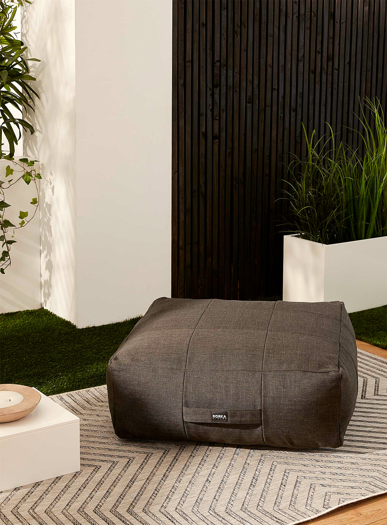 Norka Living Indoor And Outdoor Modular Ottoman In Charcoal