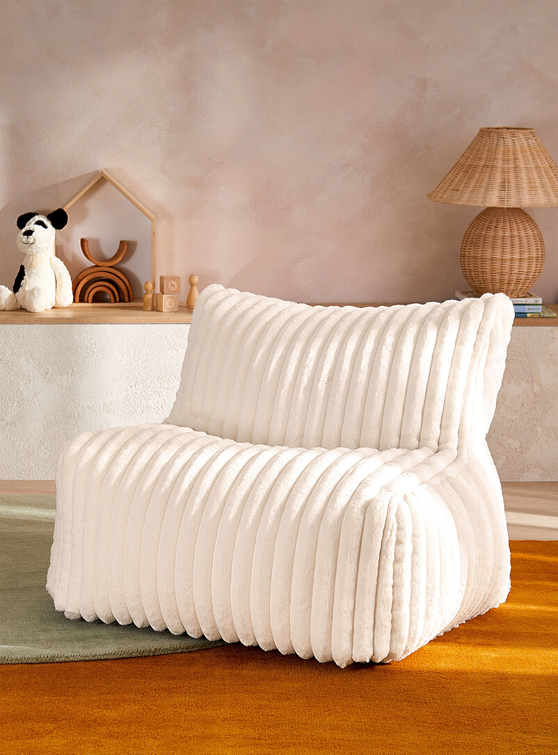 Faux-fur wide stripes chair product image (primary)