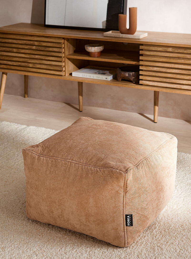 Corduroy Square Pouf