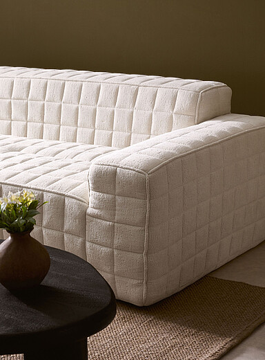 Checkered topstitching high-density foam 3 seater sofa