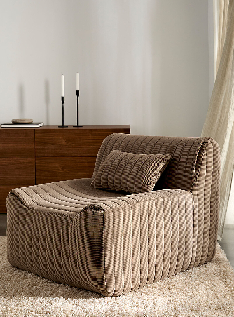 Quilted corduroy high-density foam modular chairs Set of 3 product image 2