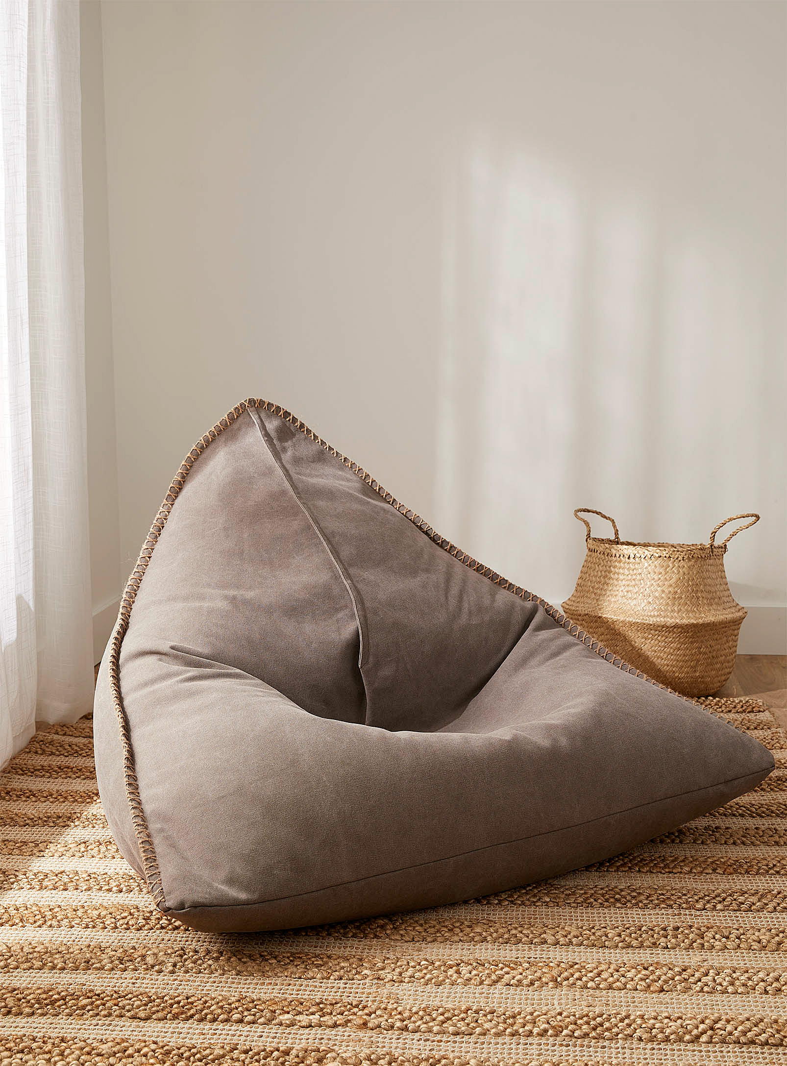 Norka Living Topstitch Rope Seam Beanbag Chair In Grey