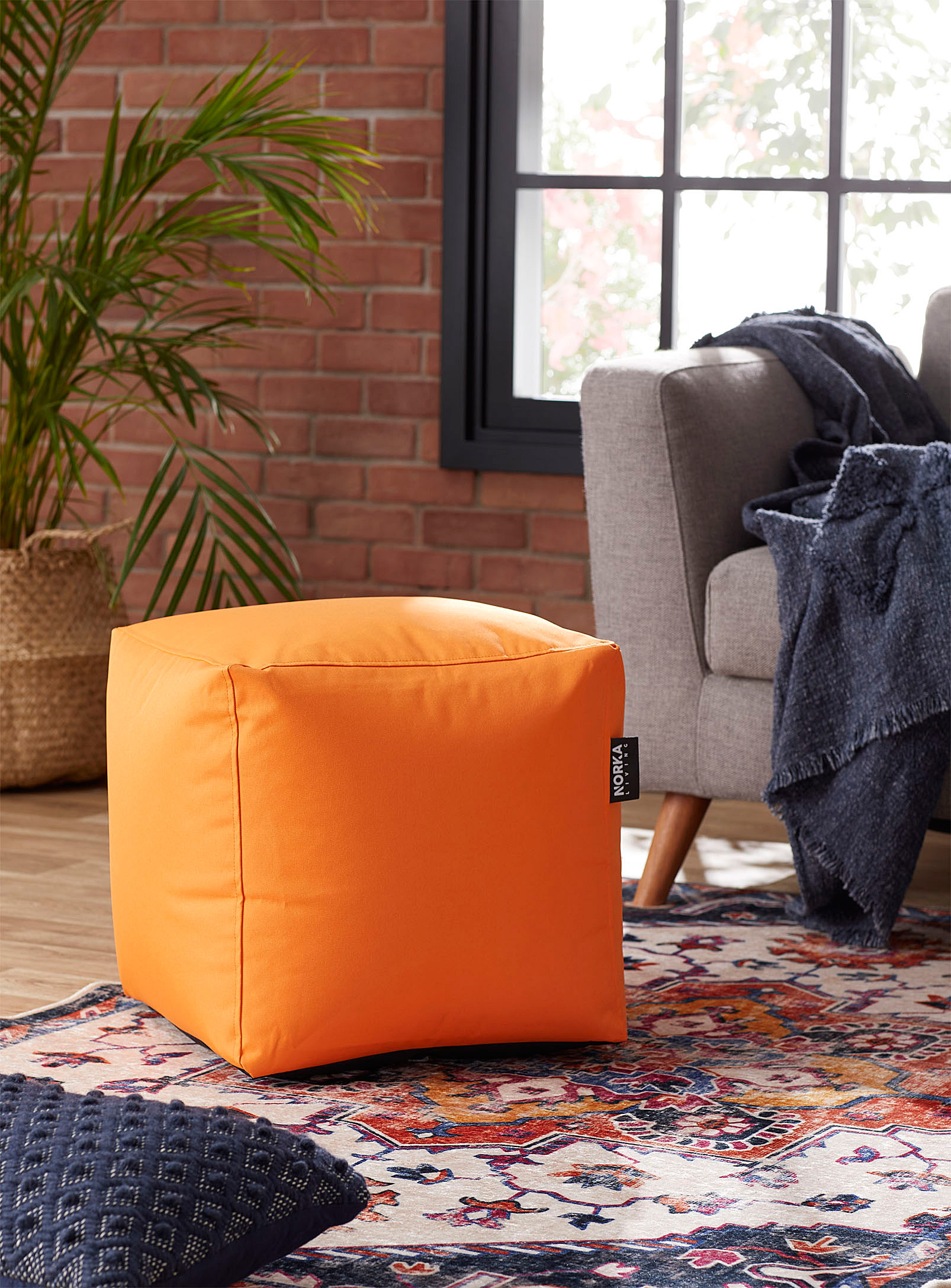 Norka Living Colourful Cube Pouf In Orange
