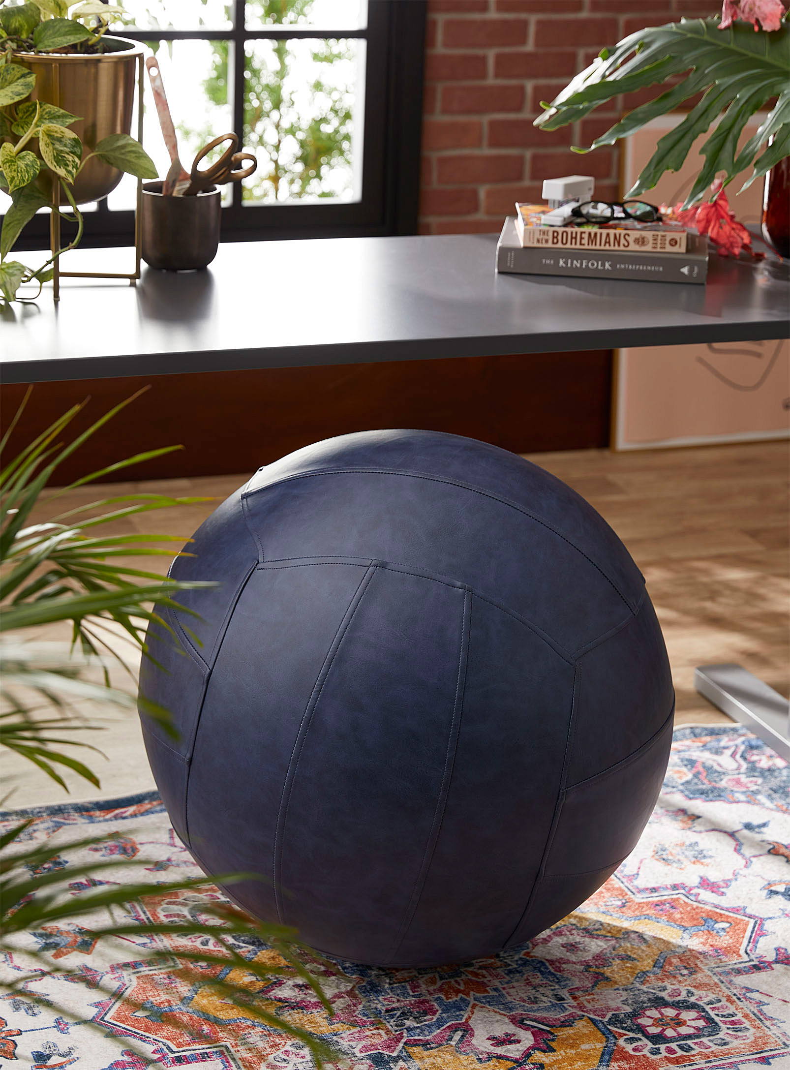 Norka Living Multifunctional Faux-leather Ergonomic Ball In Marine Blue