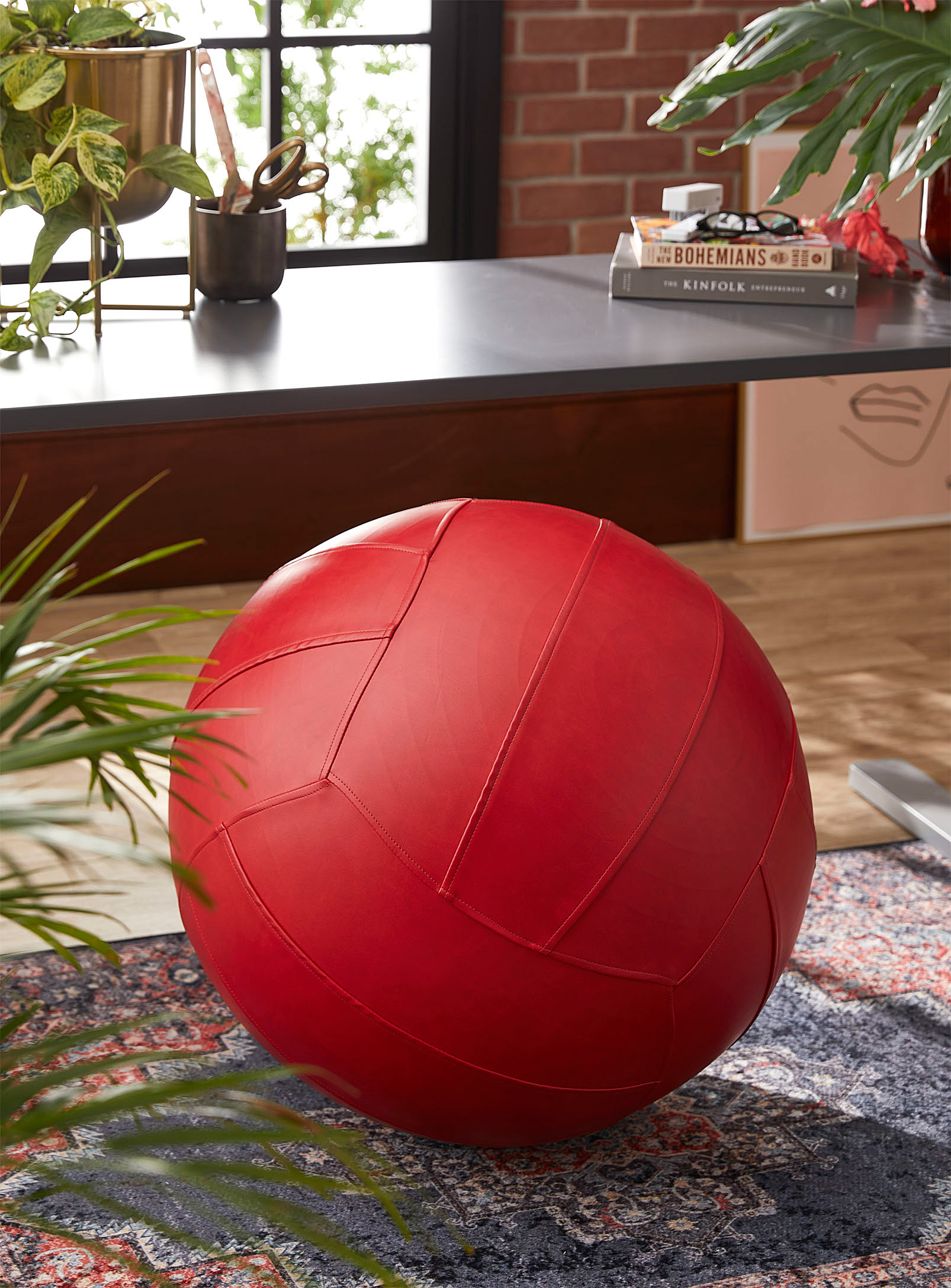 Norka Living Multifunctional Faux-leather Ergonomic Ball In Red