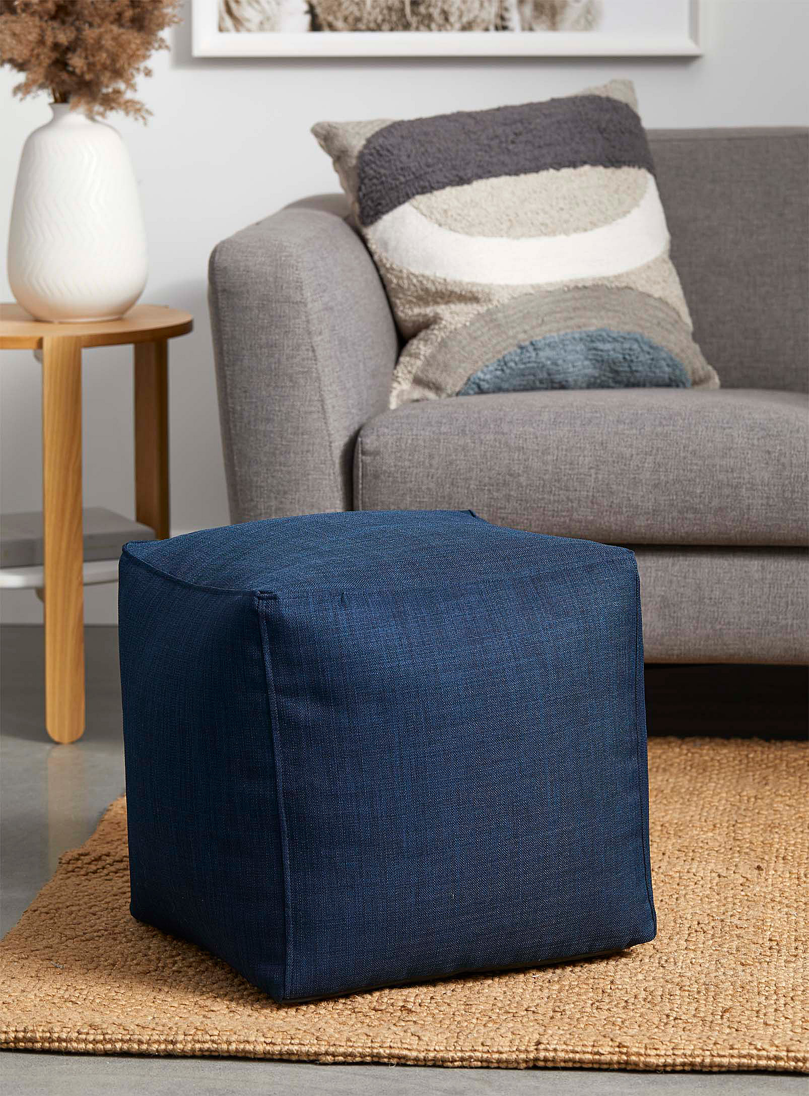 Norka Living Heathered Colour Pouf In Marine Blue