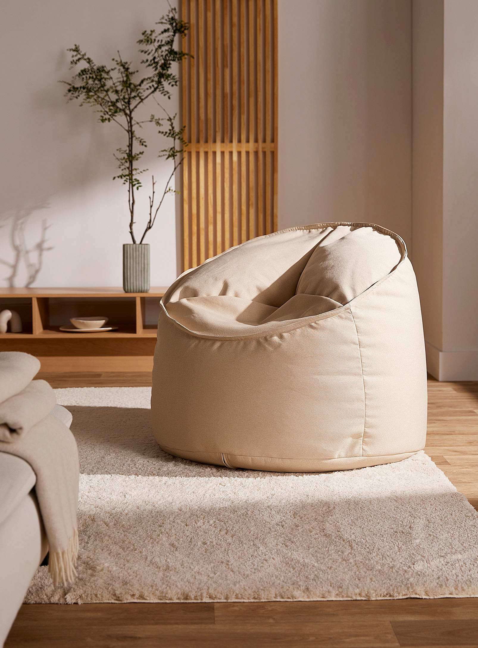 Norka Living Structured Cylinder Beanbag Chair In Cream Beige