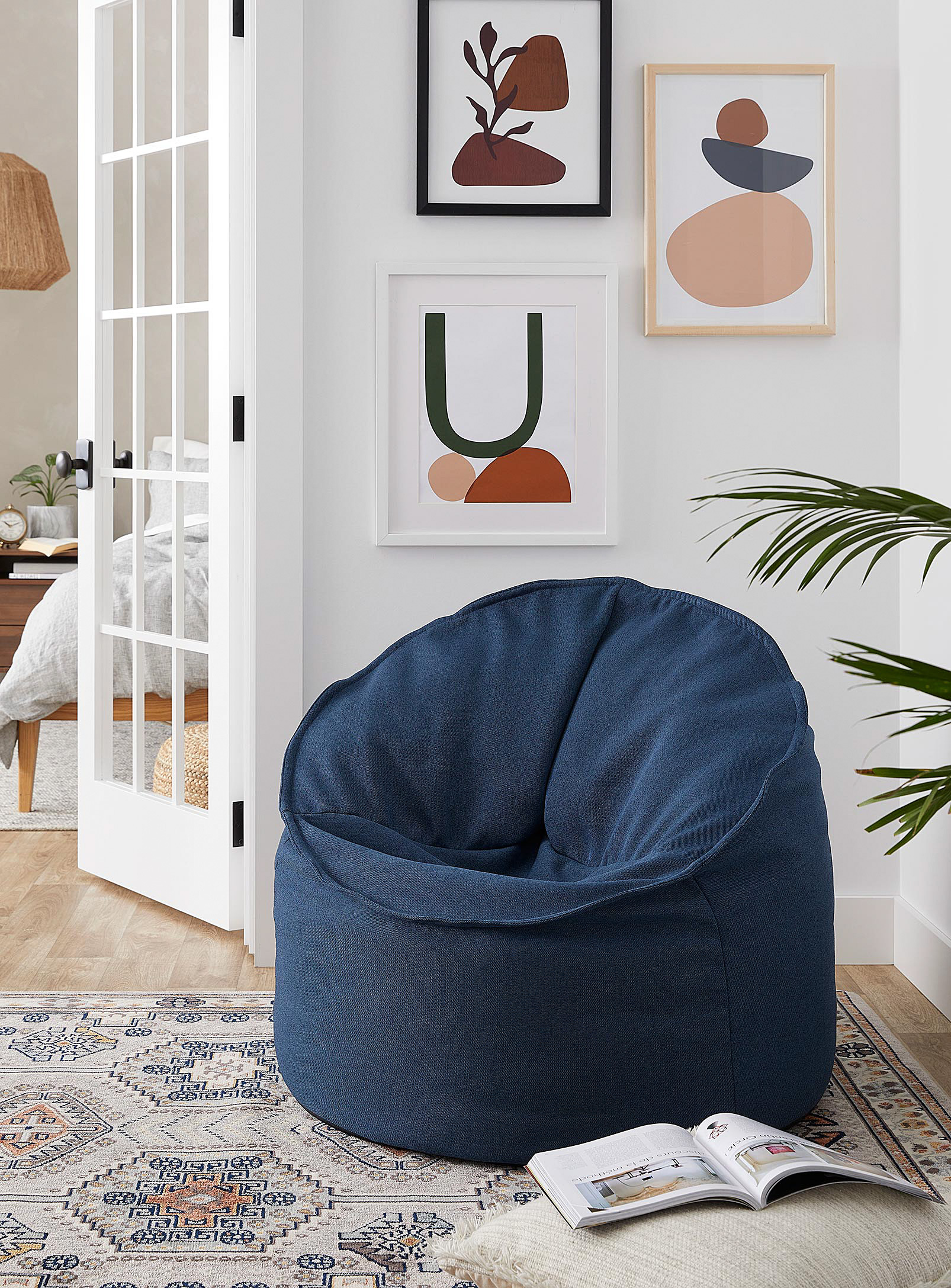 Norka Living Structured Cylinder Beanbag Chair In Marine Blue