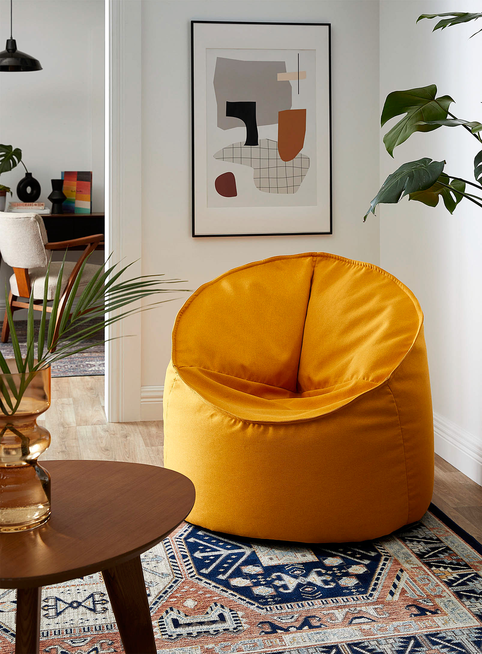 Norka Living Structured Cylinder Beanbag Chair In Medium Yellow