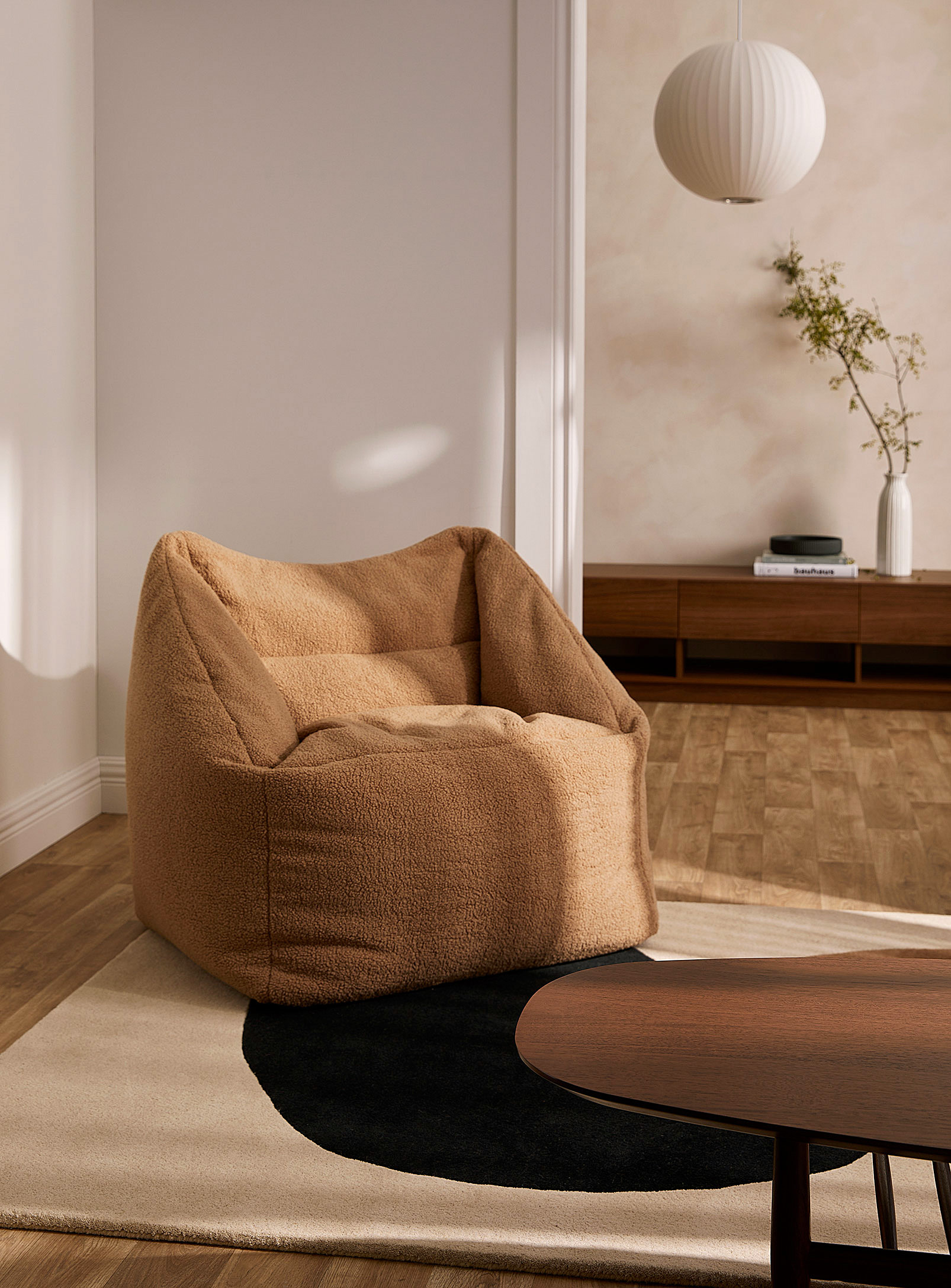 Norka Living Sherpa Structured Beanbag Chair In Fawn