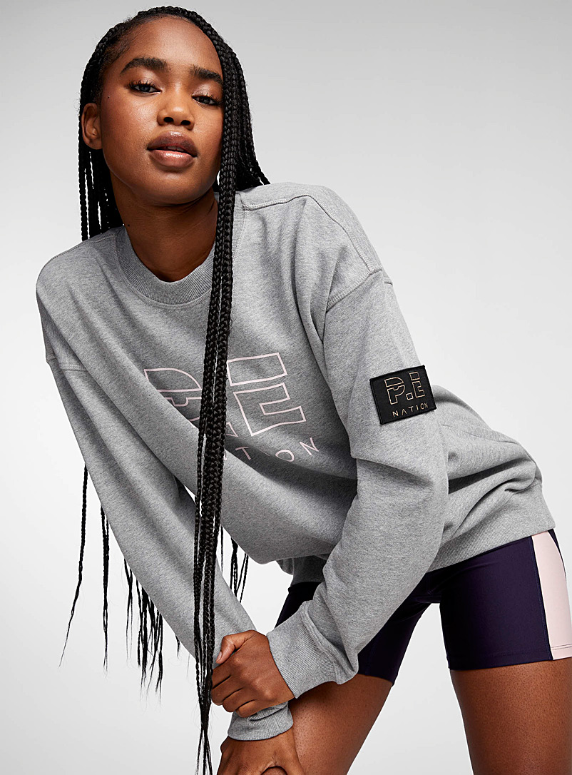 P.E Nation Grey Heads Up loose terry-lined sweatshirt for error