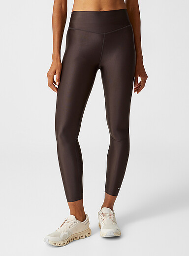 P.E Nation Chocolate/Espresso Fairmont shimmery high-rise compression legging Length: 26'' for women