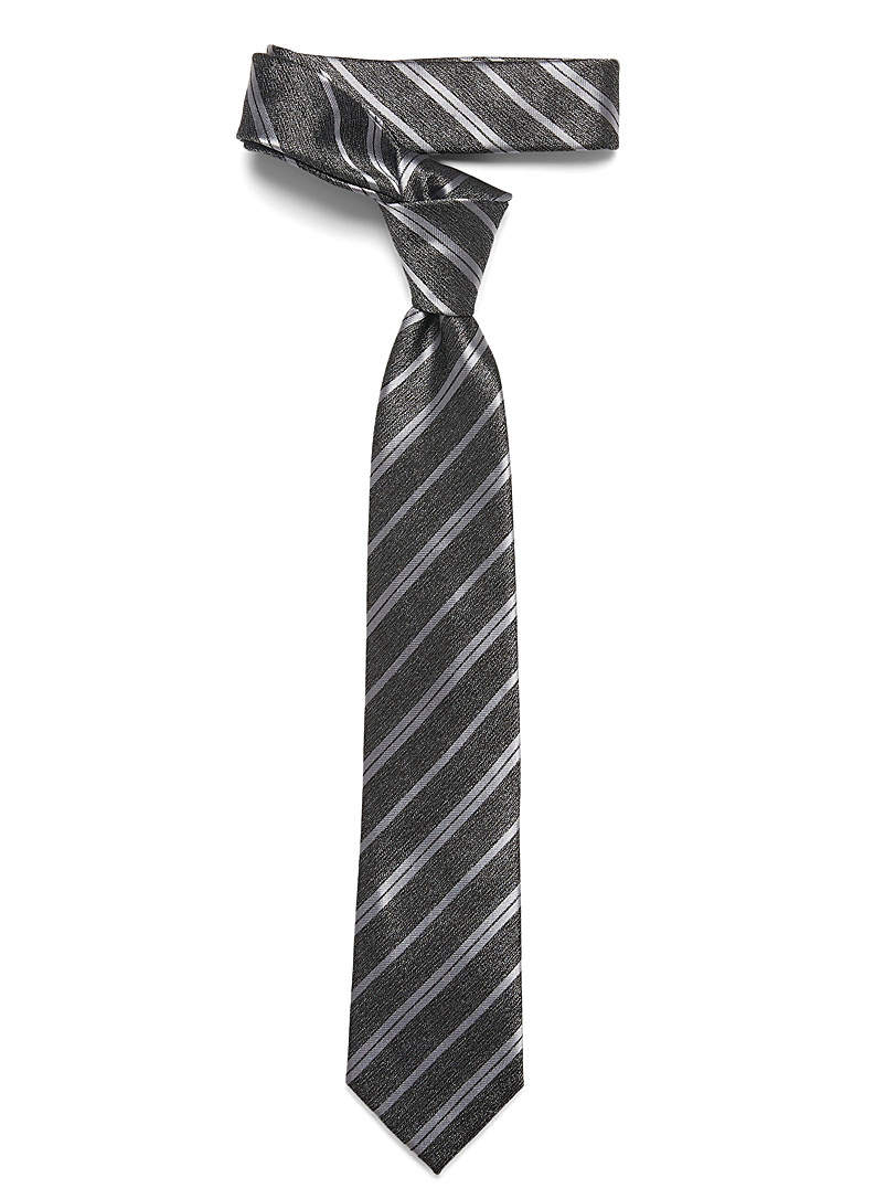 Le 31: La cravate chinée rayure grisée Noir pour homme
