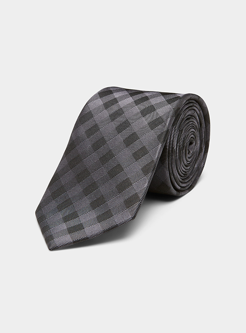 Le 31 Black Tone-on-tone check tie for men