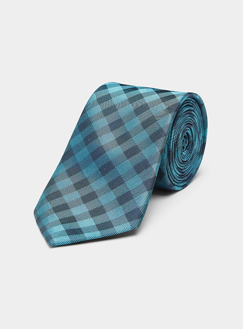 Le 31: La cravate carreaux ton sur ton Sarcelle-turquoise-aqua pour homme