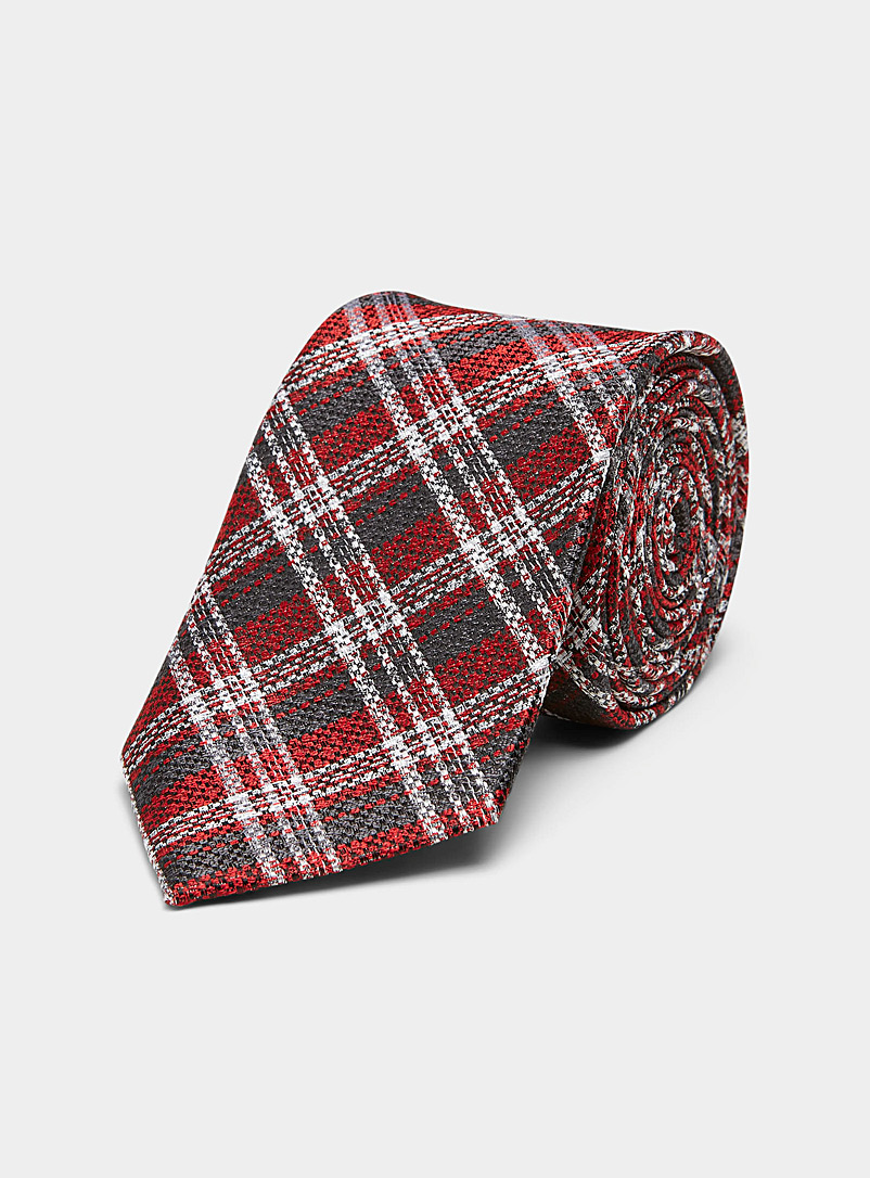 Le 31 Red Heritage check tie for men
