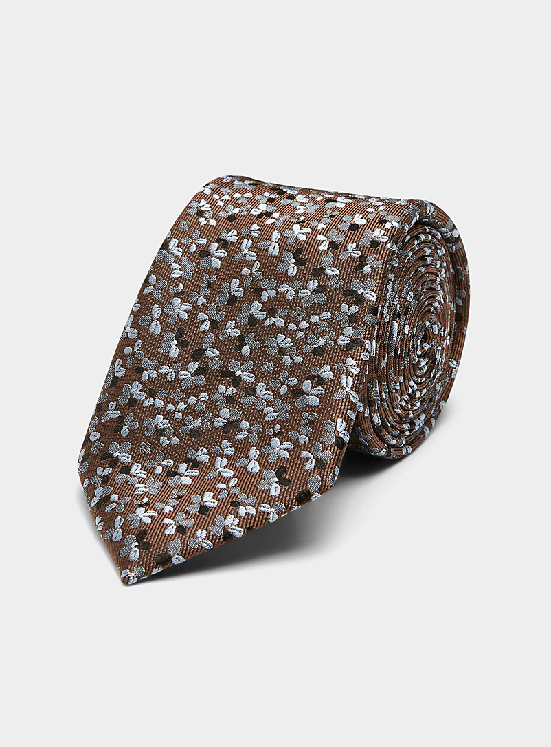 Le 31 Brown Frosted floral tie for men