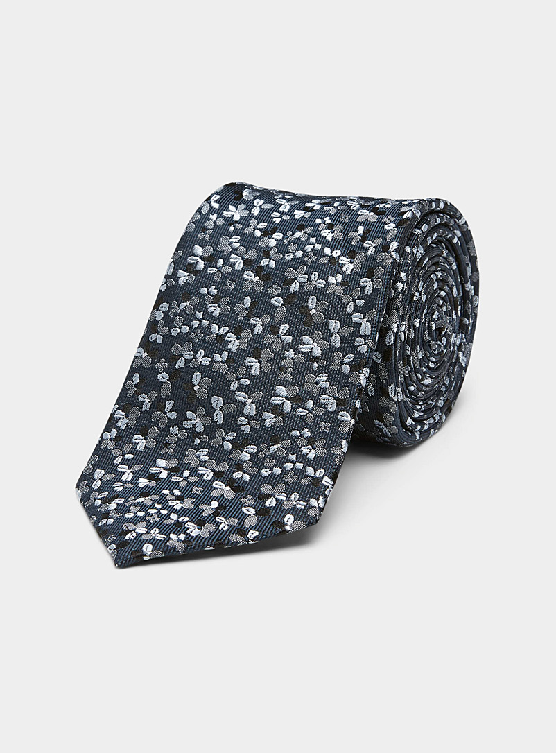 Le 31 Dark Blue Frosted floral tie for men
