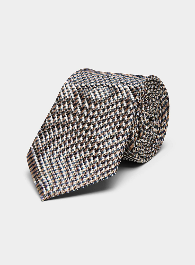 Le 31: La cravate vichy naturel Brun pâle-taupe pour homme