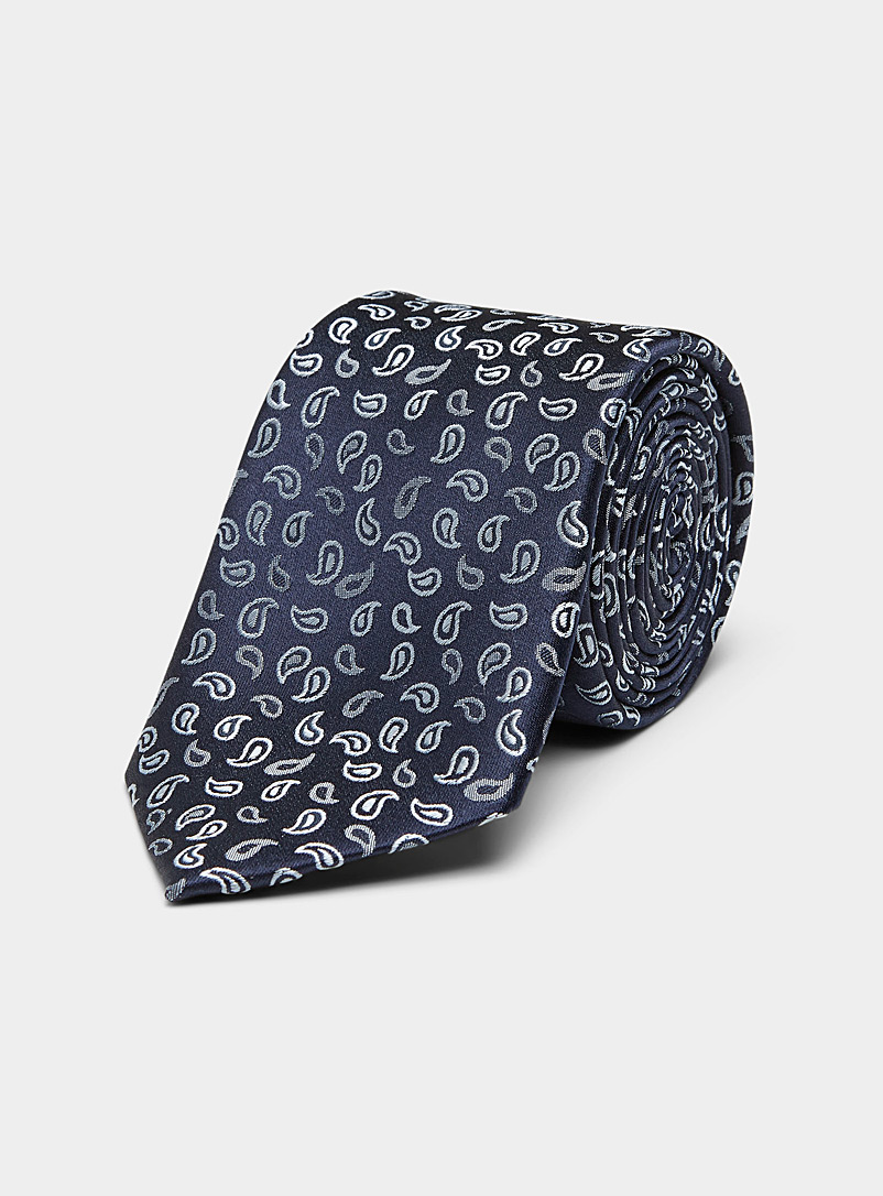 Le 31 Dark Blue Minimalist paisley tie for men