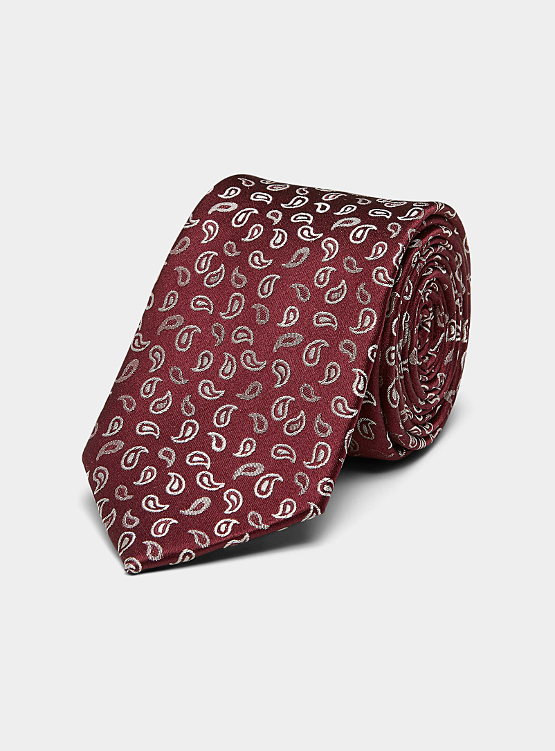 Le 31 Ruby Red Minimalist paisley tie for men