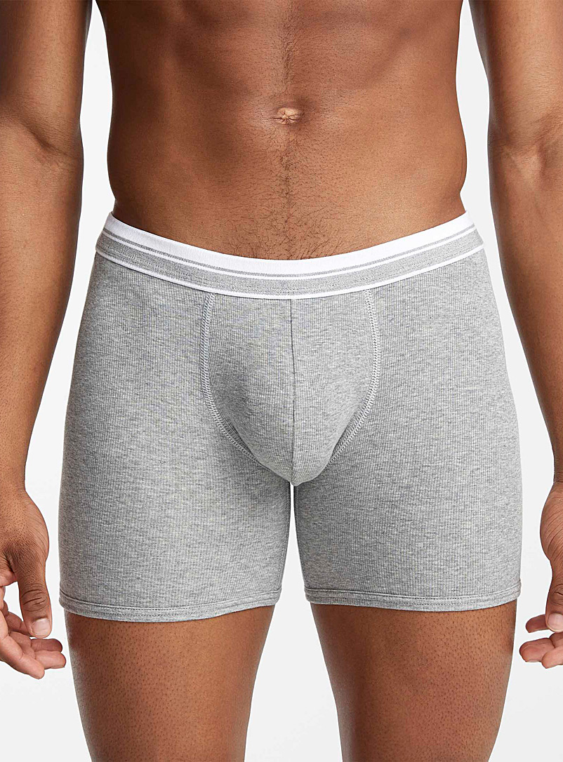 Le 31 Charcoal Essential ribbed boxer brief for men