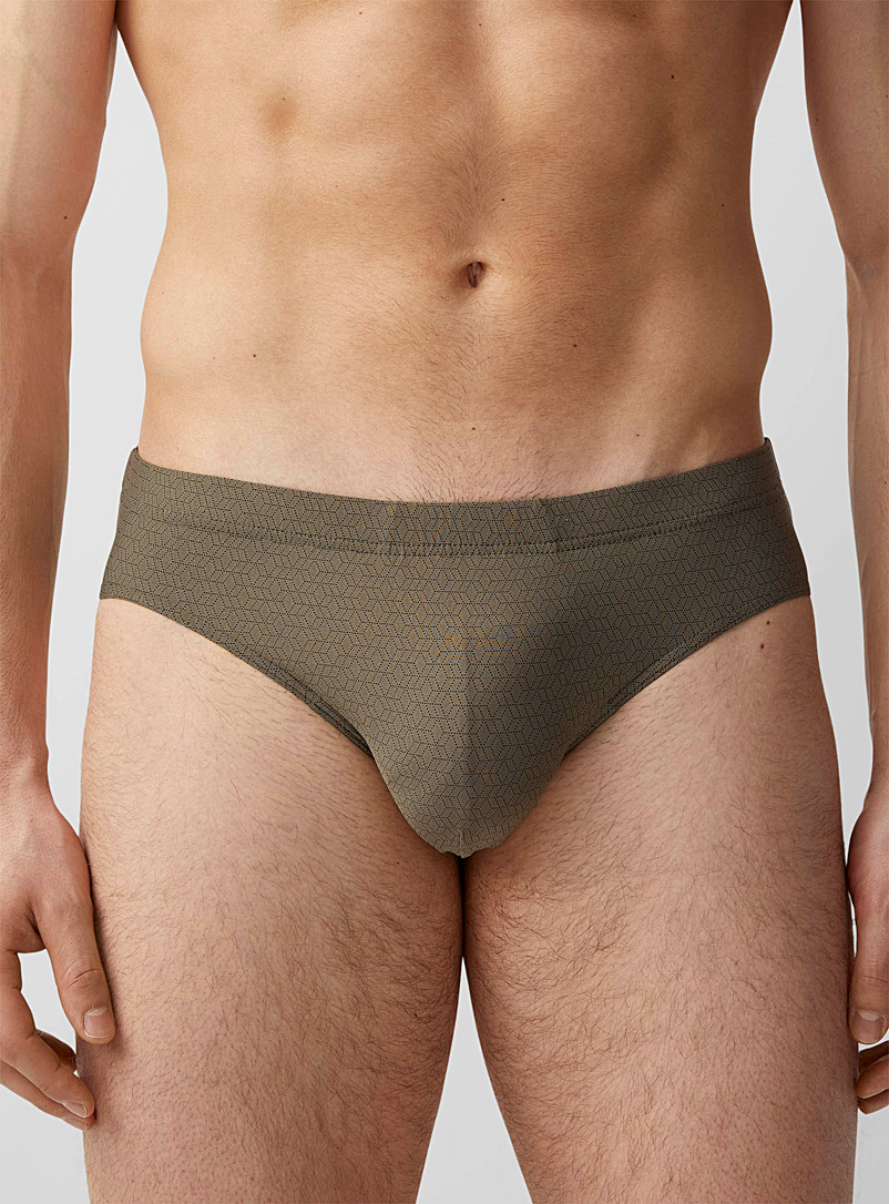 Le 31 Mossy Green Geometric shape brief for men