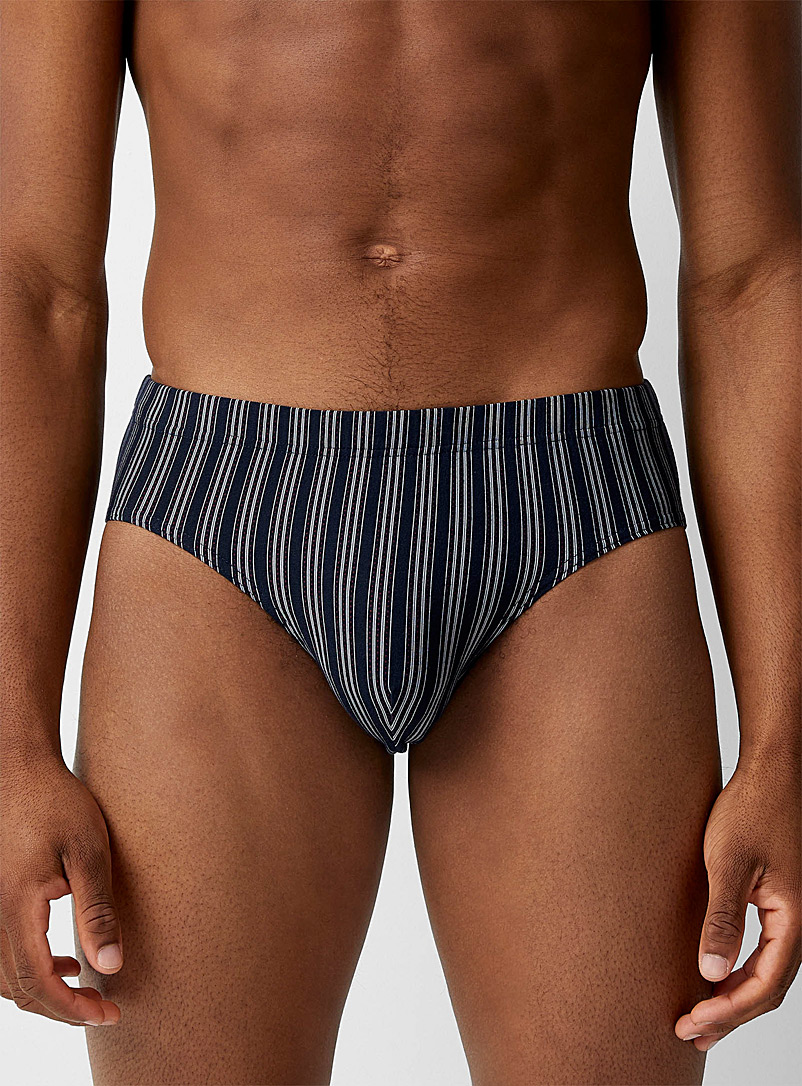 Le 31 Patterned Blue Micro-dotted stripe brief for men