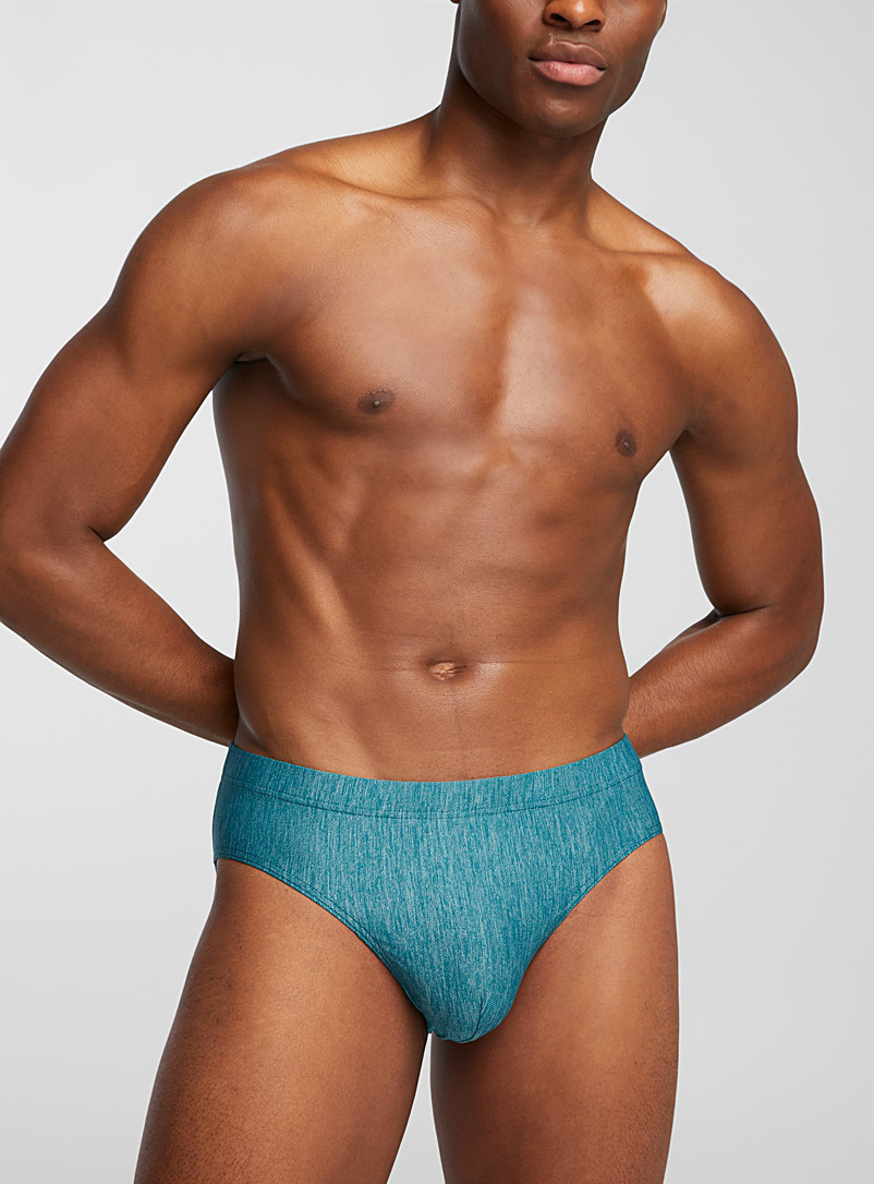 Le 31 Patterned Green Heathered turquoise brief for men
