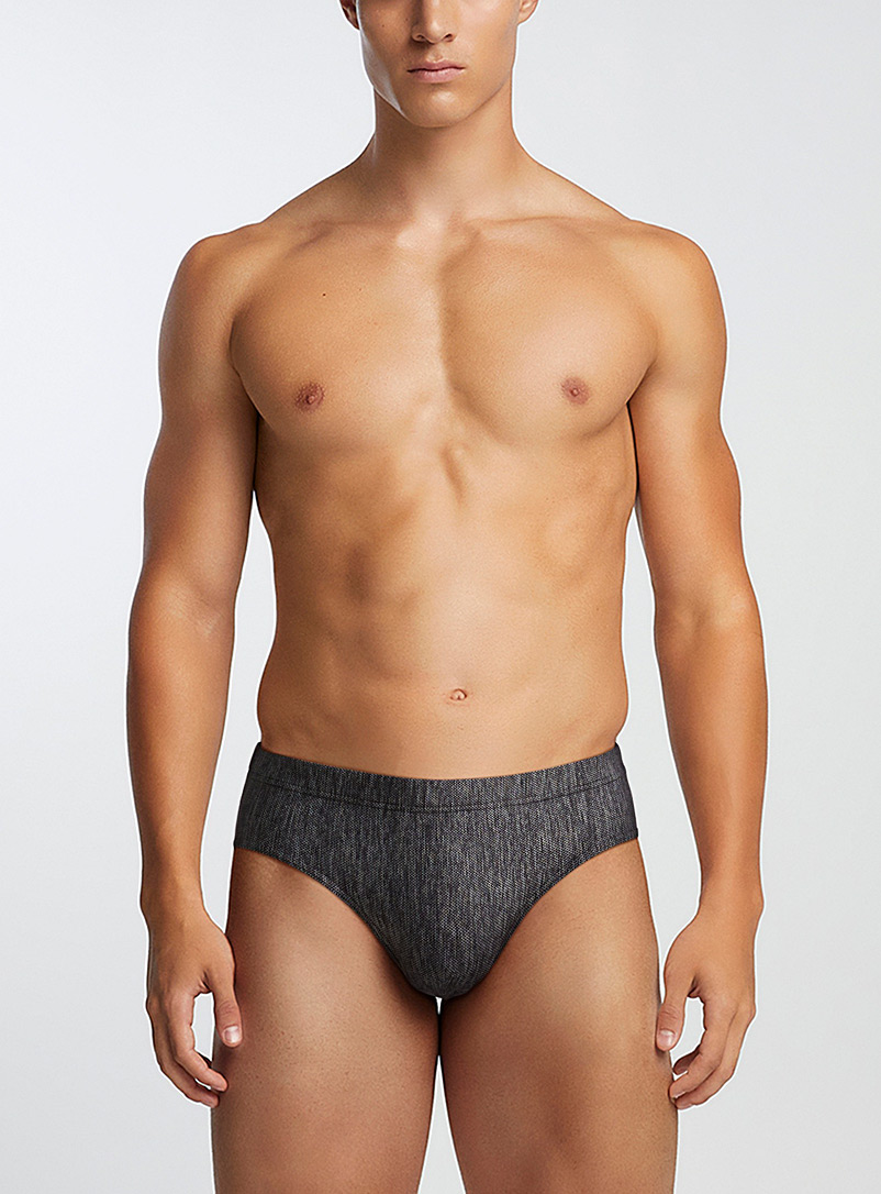 Le 31 Patterned Grey Micro-pattern recycled microfibre brief for men