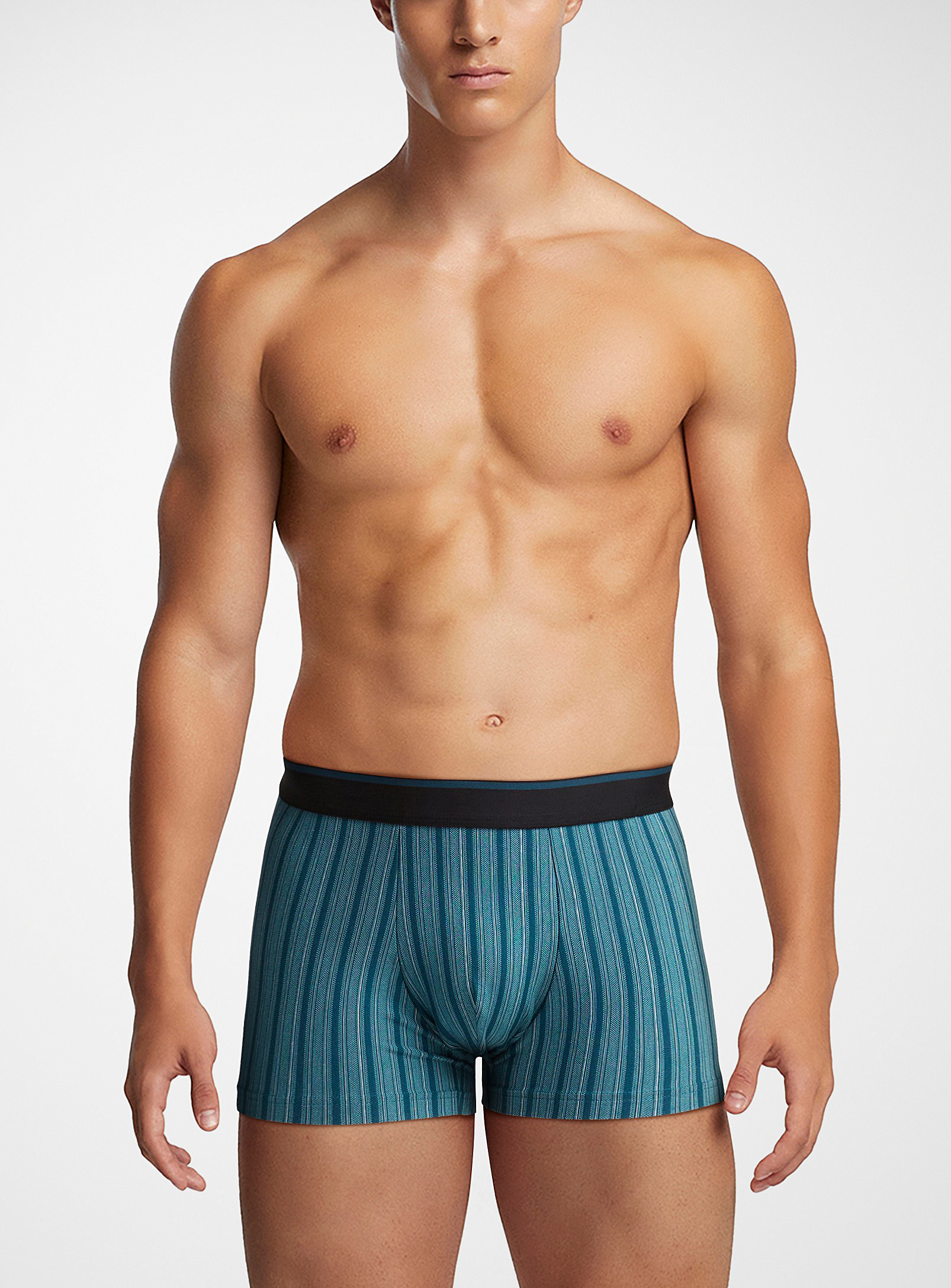 Le 31 Mixed-stripe Turquoise Trunk In Patterned Blue