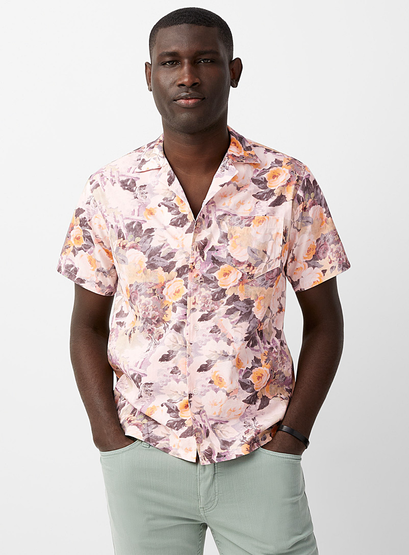 Bather: La chemise cabana roses pastel Pourpre à motifs pour homme