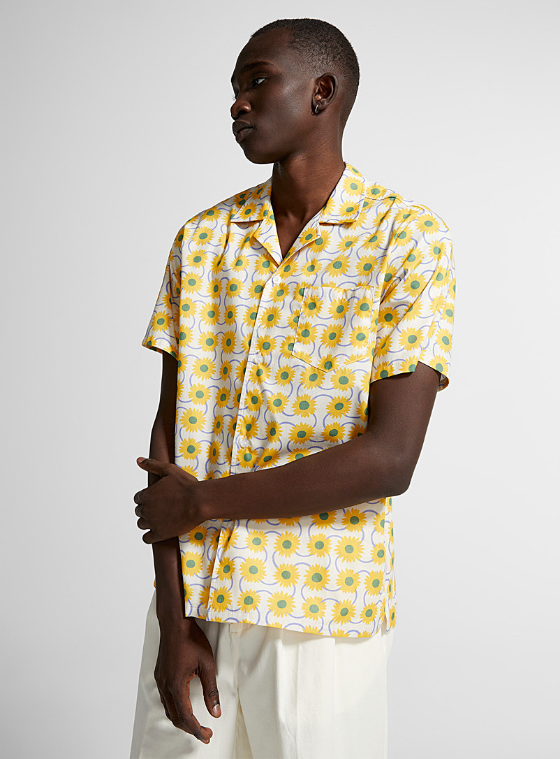 Bather Patterned Yellow Repeat sunflower camp shirt for men