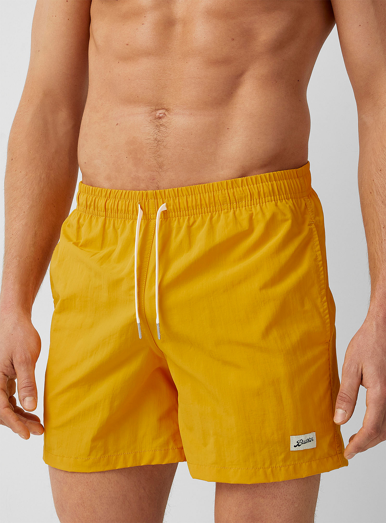 Bather Yellow Drawstring Swim Shorts In Orange