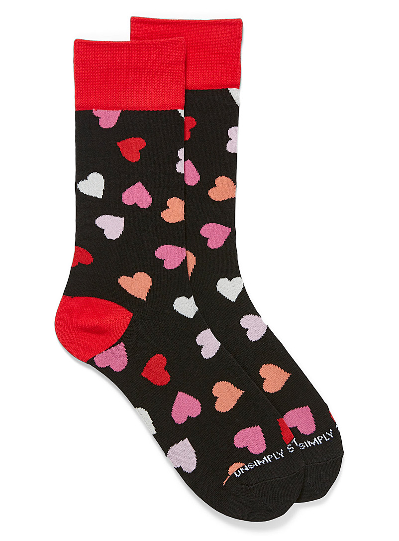 Unsimply Stitched Patterned Blue Colourful heart socks for men