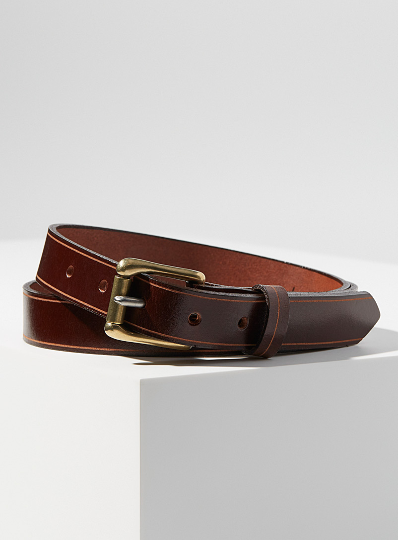 Simons X Flechr Ruby Red Thin two-tone buckle belt for men
